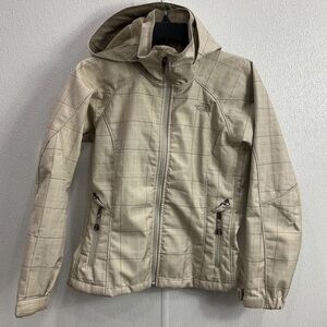 The North Face Women's Hooded Ski Jacket in Light Cream Plaid XS